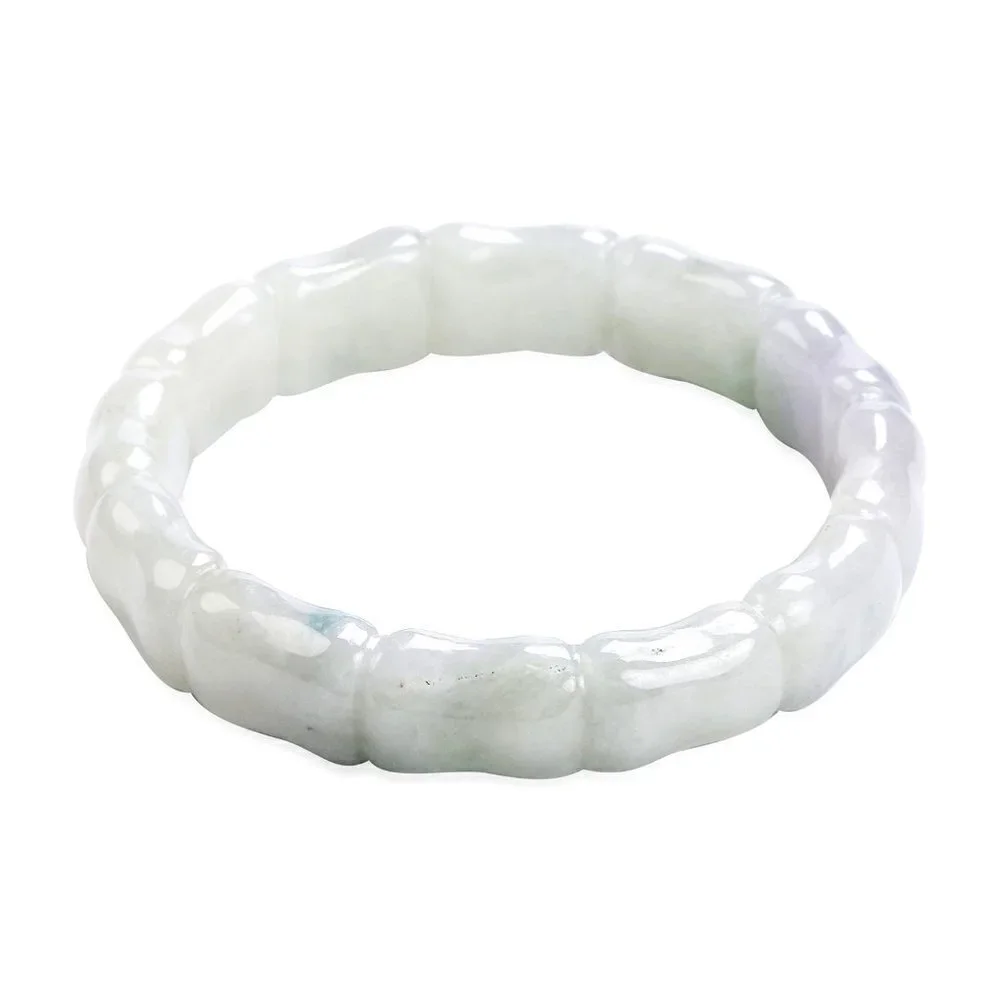 Burmese Jade Bangle Bracelet Hand Carved White Natural